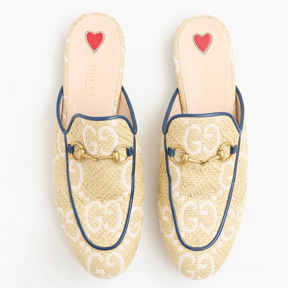 NEW Gucci raffia woven Princetown mules - Picture 2 of 8